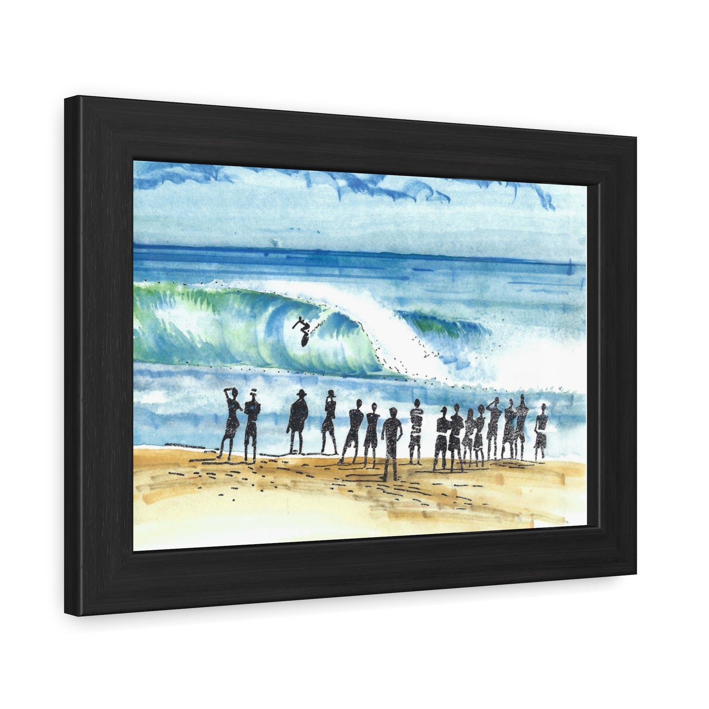 One with Motion - Hand Painted Surfing Scene Framed Poster