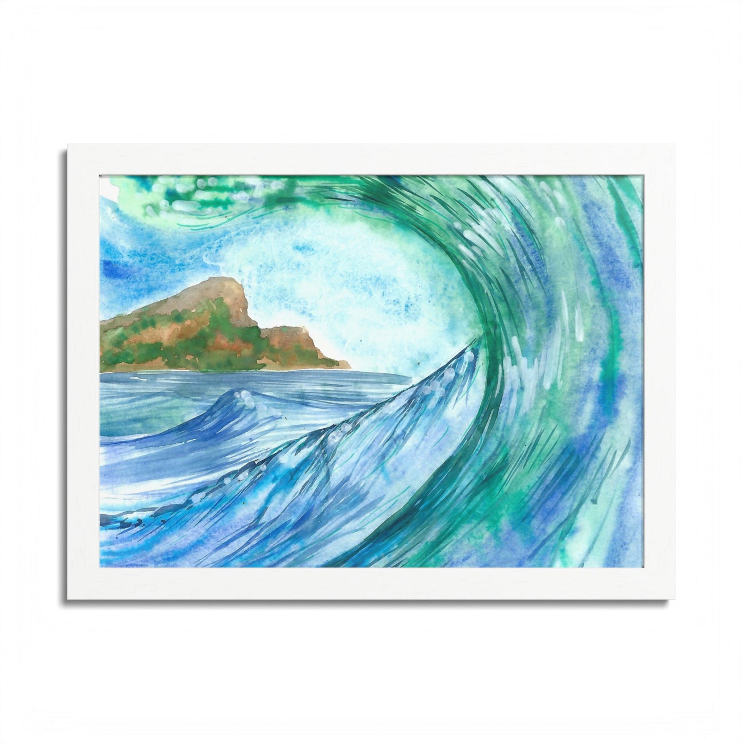 Currents of Change - Hand Painted Framed Poster, Ocean Wall Art,