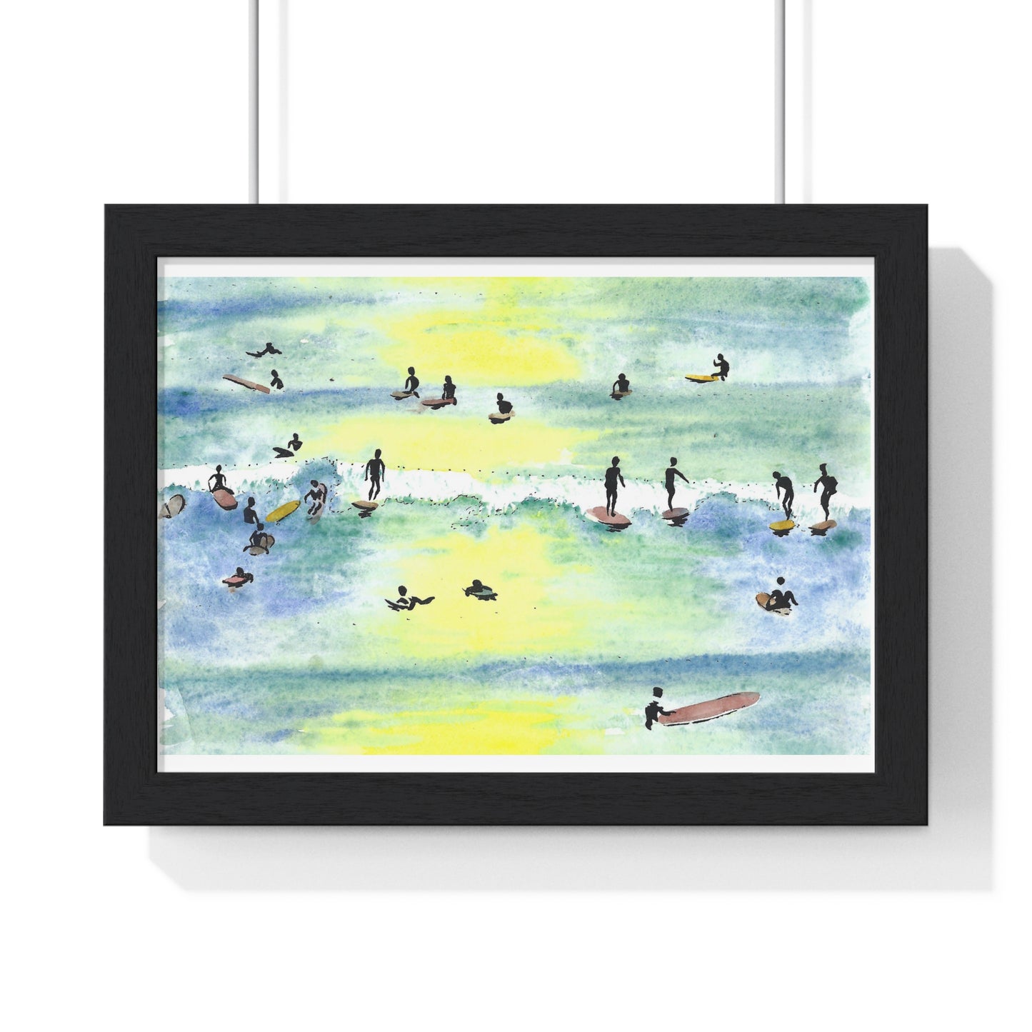 Lineup - Surfer Beach Hand Painted Framed Beach Wall Art