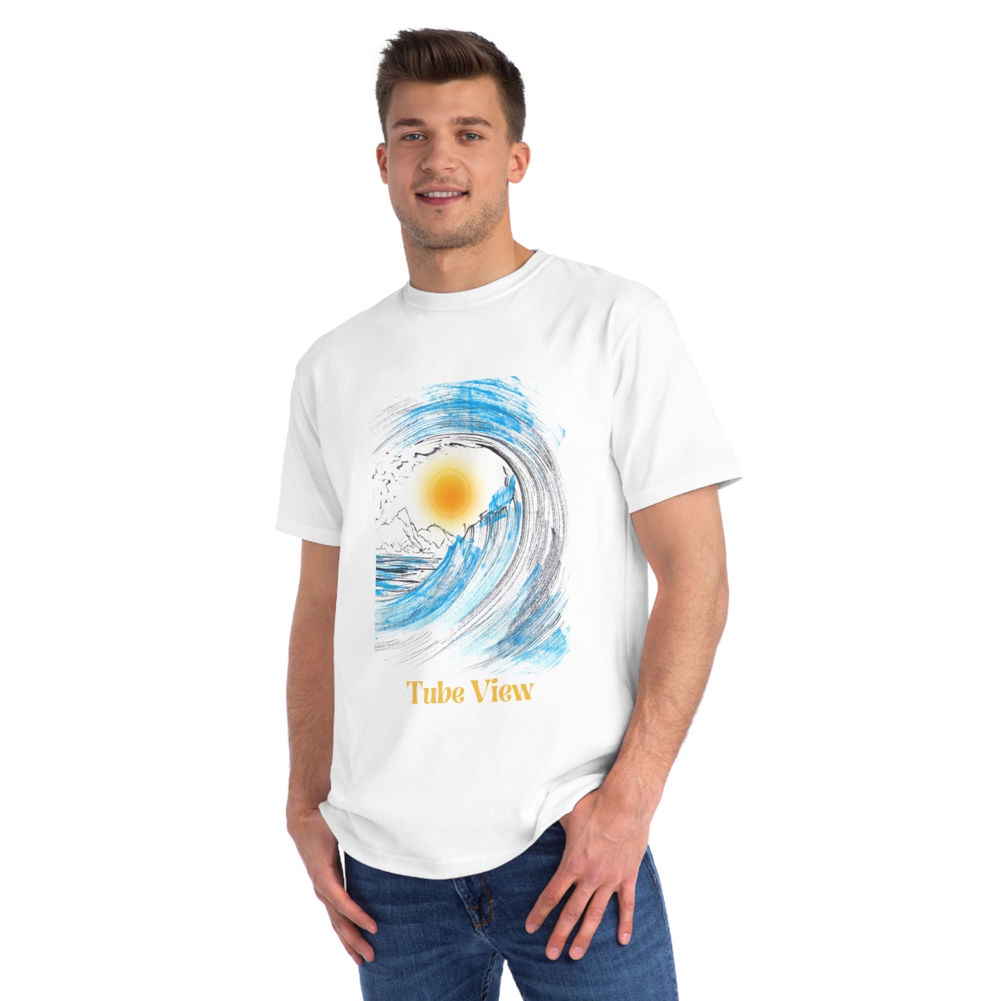 Tube View Hand Painted Organic Wave-Inspired T-Shirt