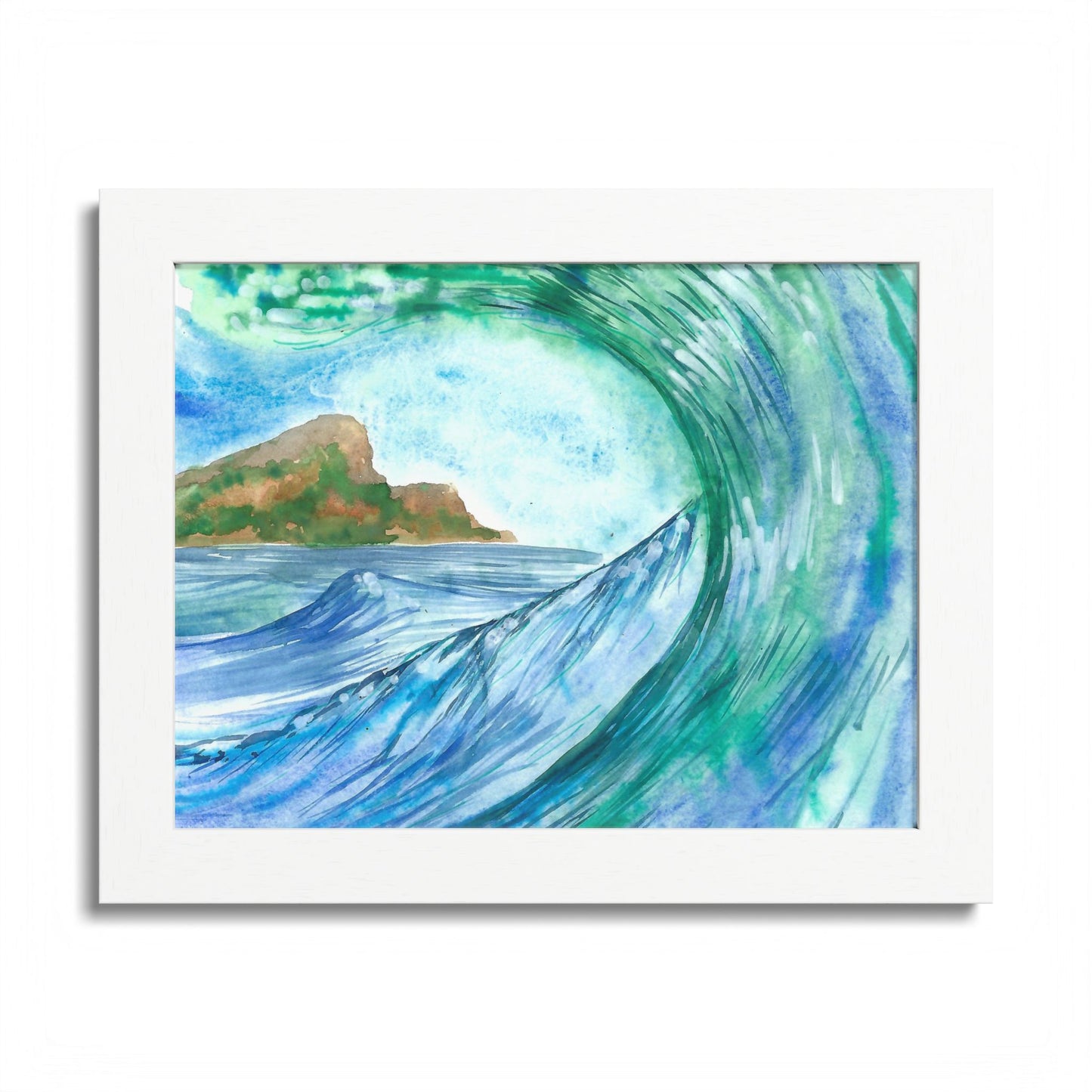 Currents of Change - Hand Painted Framed Poster, Ocean Wall Art,