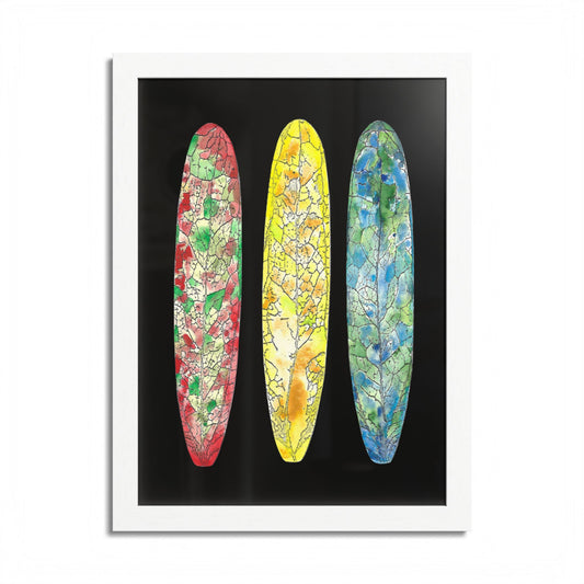 Surf Leaves - Surfboard Art Framed Poster