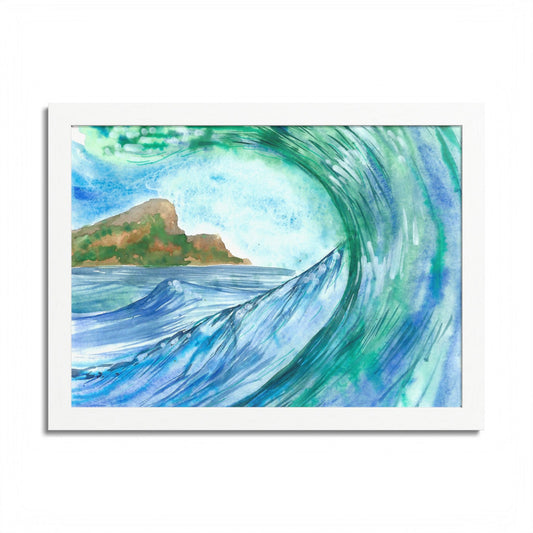 Currents of Change - Hand Painted Framed Poster, Ocean Wall Art,