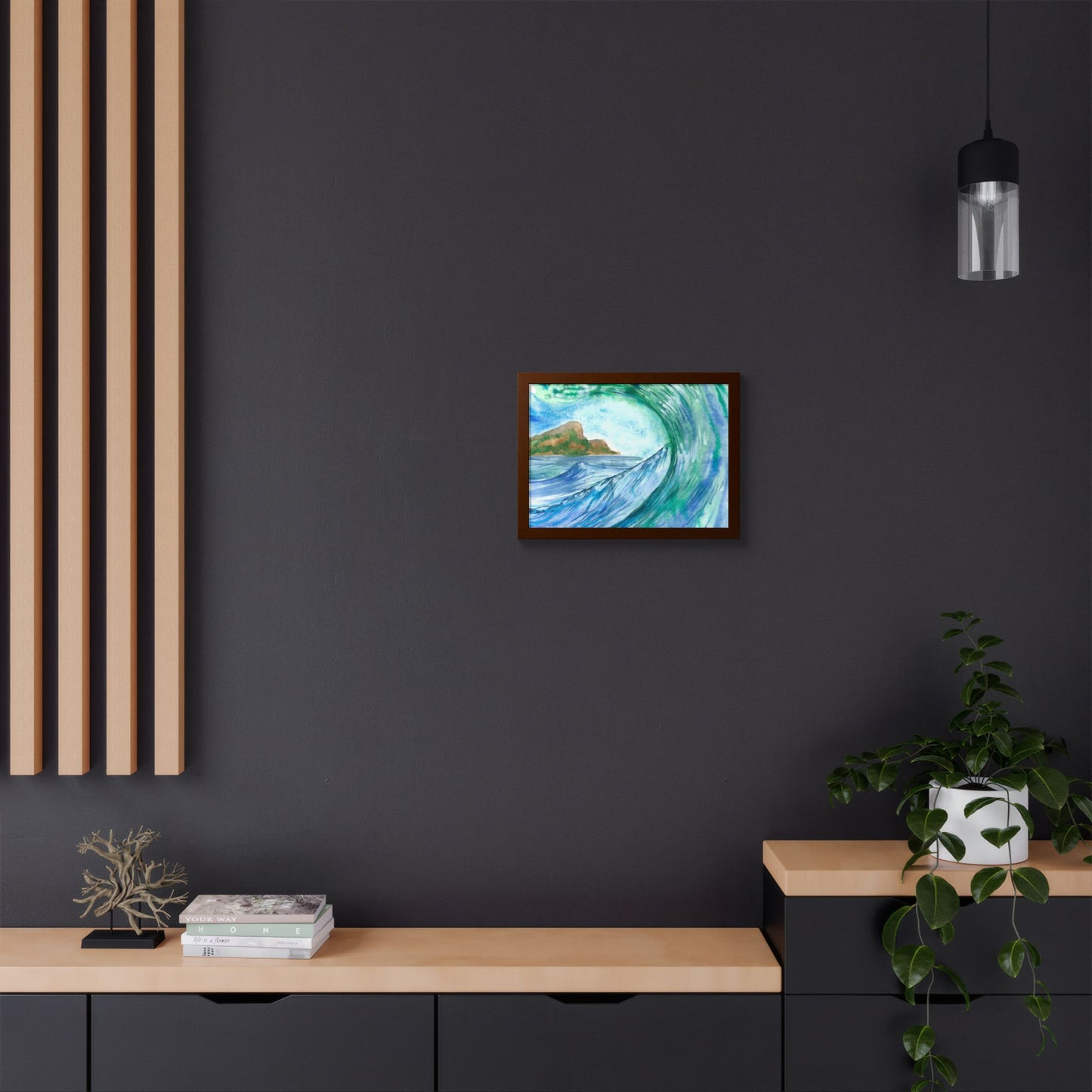 Currents of Change - Hand Painted Framed Poster, Ocean Wall Art,