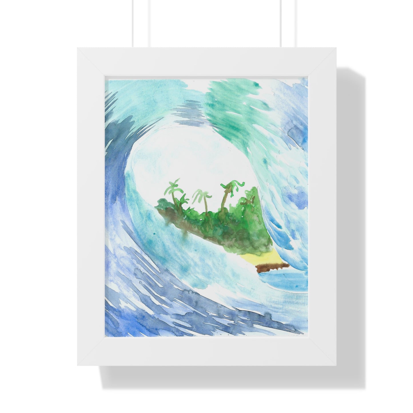 Verdant Break” – Hand Painted Framed Ocean Wave Poster