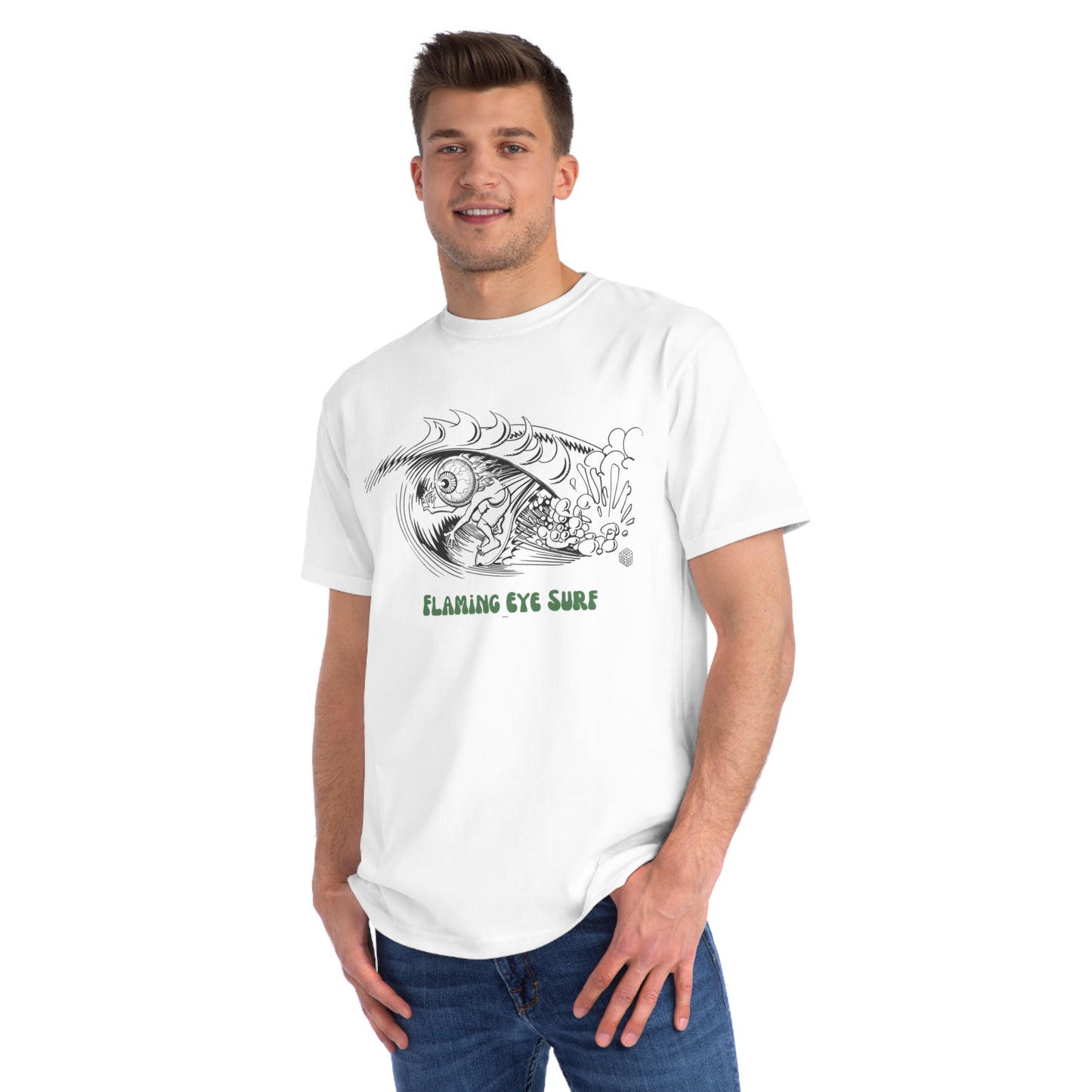 Flaming Eye Surf - Hand Drawn Organic Unisex T-Shirt