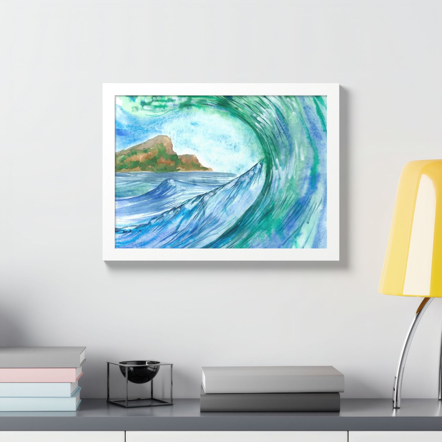 Currents of Change - Hand Painted Framed Poster, Ocean Wall Art,
