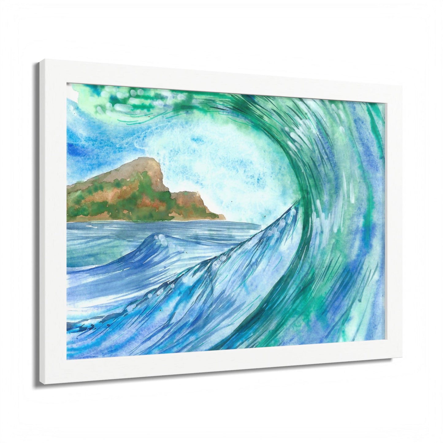 Currents of Change - Hand Painted Framed Poster, Ocean Wall Art,