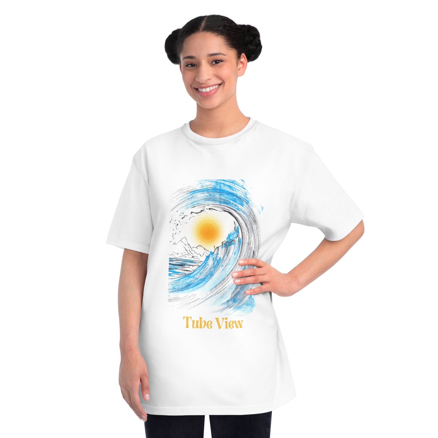 Tube View Hand Painted Organic Wave-Inspired T-Shirt