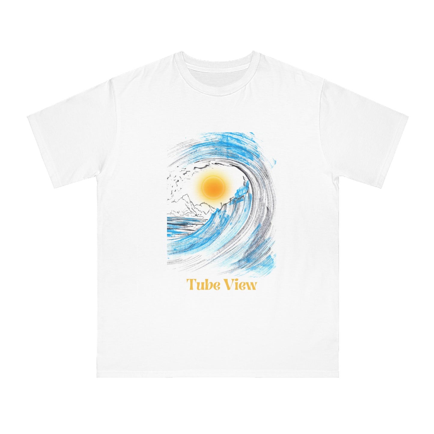 Tube View Hand Painted Organic Wave-Inspired T-Shirt