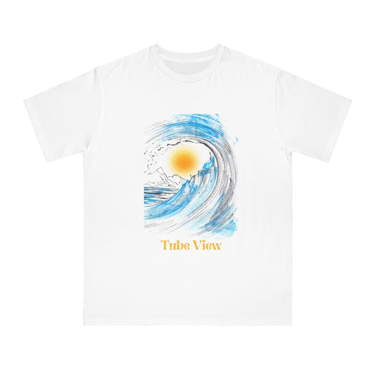 Tube View Hand Painted Organic Wave-Inspired T-Shirt
