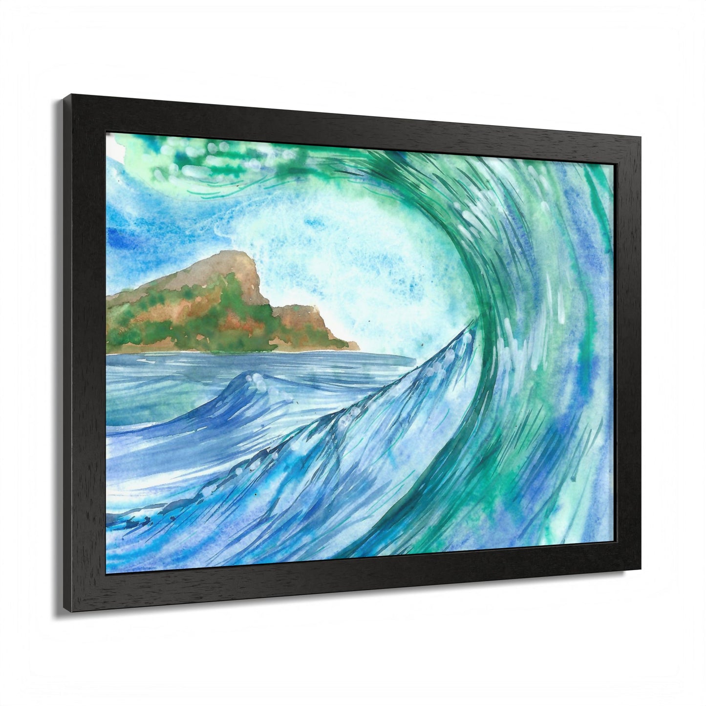 Currents of Change - Hand Painted Framed Poster, Ocean Wall Art,