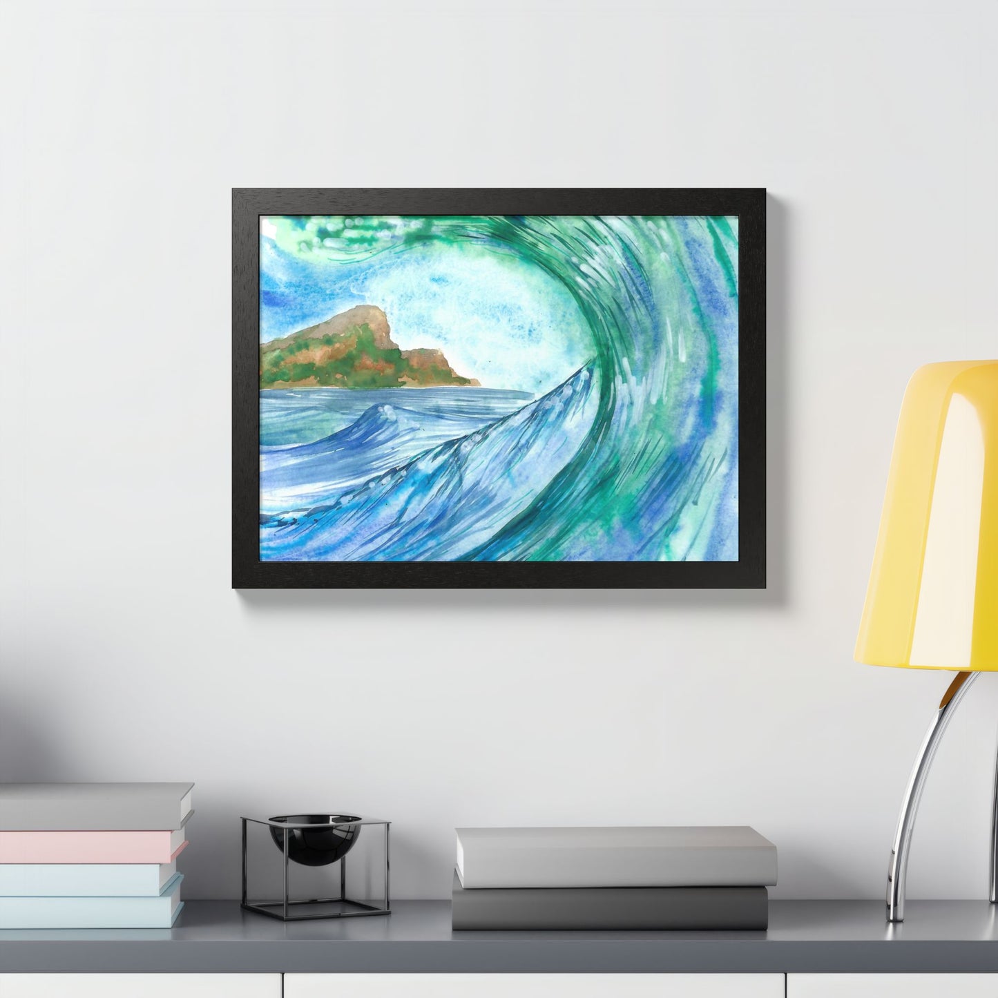 Currents of Change - Hand Painted Framed Poster, Ocean Wall Art,