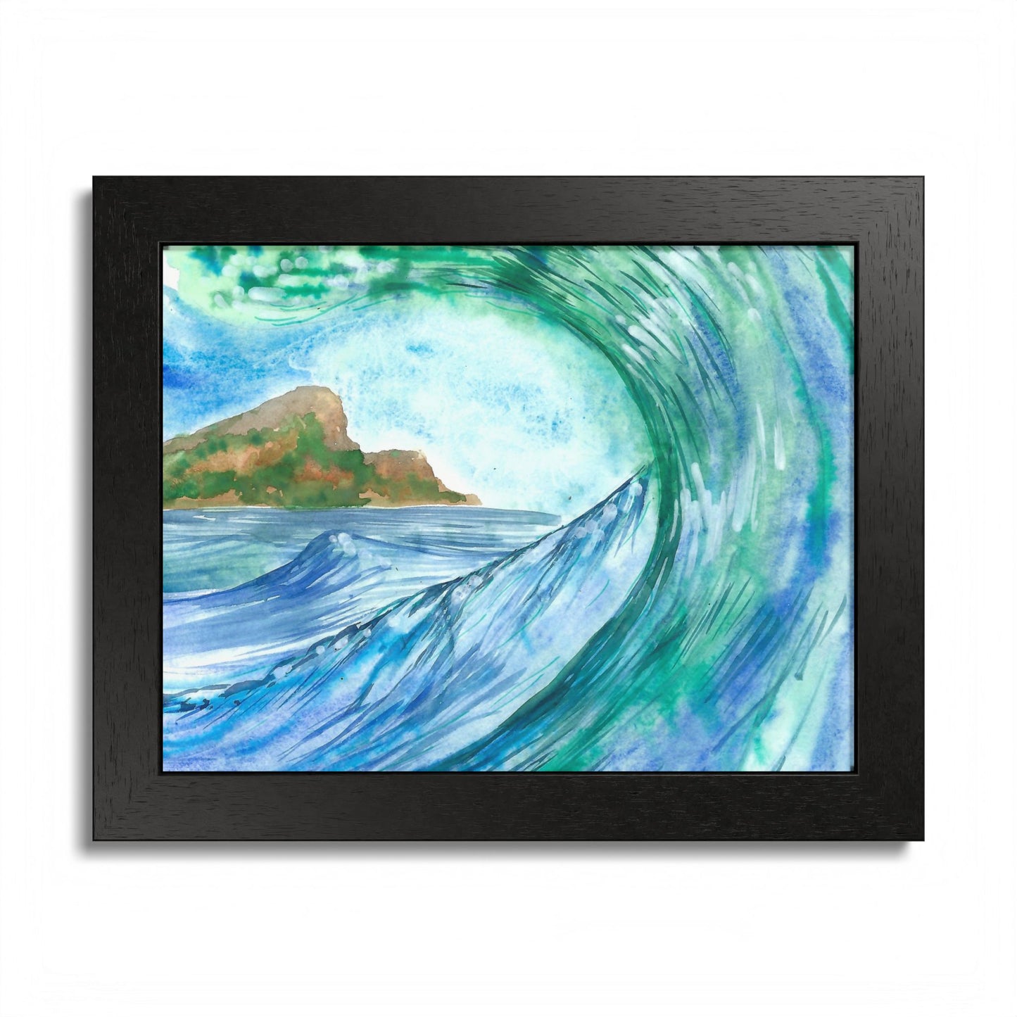 Currents of Change - Hand Painted Framed Poster, Ocean Wall Art,