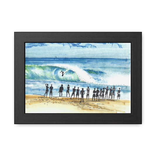 One with Motion - Hand Painted Surfing Scene Framed Poster