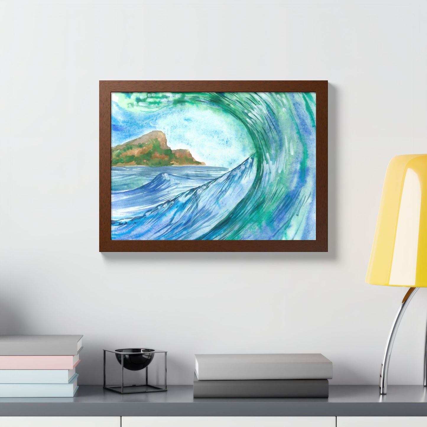 Currents of Change - Hand Painted Framed Poster, Ocean Wall Art,